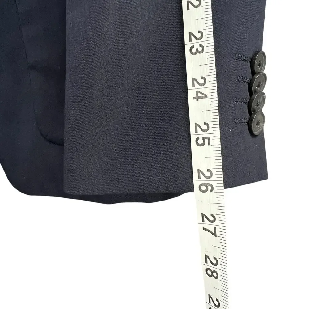 Theory Sport Coat Suit Jacket Mens 42 R Dark Blue Wool Linen Blazer Quiet Luxury